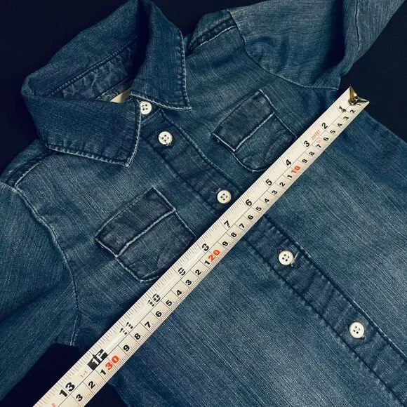 ~ Old Navy Girls 4T Denim Shirt Dress Blue Long Sleeve Jean Pockets Button Up - Picture 7 of 11